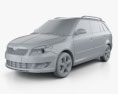 Skoda Fabia Combi Greenline 2014 3D-Modell clay render