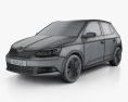 Skoda Fabia hatchback 2018 3d model wire render