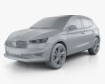 Skoda Fabia hatchback 2024 3d model clay render