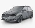 Skoda Fabia Monte Carlo hatchback 2022 Modèle 3d wire render