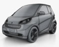 Smart Fortwo 2013 Cabriolet Hard Top 3D-Modell wire render