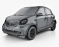 Smart ForFour Electric Drive 2020 3D模型 wire render