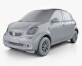 Smart ForFour Electric Drive 2020 Modèle 3d clay render