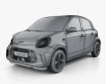 Smart ForFour EQ Passion 2022 3Dモデル wire render