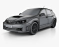 Subaru Impreza WRX STI 2012 3D模型 wire render