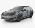 Subaru Legacy tourer 2014 3D 모델  wire render