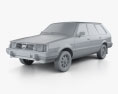 Subaru Leone estate 1978 3D-Modell clay render