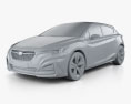 Subaru Impreza 5도어 hatcback 2016 3D 모델  clay render