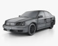 Subaru Legacy 2003 3D模型 wire render