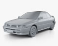 Subaru Impreza Coupe 2001 3d model clay render