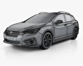 Subaru Impreza 5도어 해치백 인테리어 가 있는 2019 3D 모델  wire render