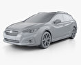 Subaru Impreza пятидверный Хэтчбек с детальным интерьером 2019 3D модель clay render