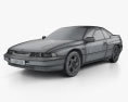Subaru SVX HQインテリアと 1997 3Dモデル wire render