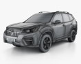 Subaru Forester Touring з детальним інтер'єром 2021 3D модель wire render