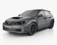 Subaru Impreza WRX STI з детальним інтер'єром 2014 3D модель wire render