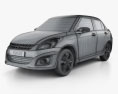 Suzuki (Maruti) Swift Dzire sedan 2015 3D-Modell wire render