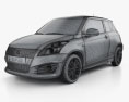 Suzuki Swift Sport Fließheck 3-Türer 2017 3D-Modell wire render
