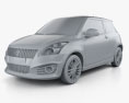 Suzuki Swift Sport hatchback 3 puertas 2017 Modelo 3D clay render