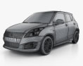 Suzuki Swift Sport hatchback 5 puertas 2017 Modelo 3D wire render