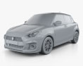 Suzuki Swift Sport con interior 2020 Modelo 3D clay render