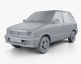 Suzuki Maruti 800 HQインテリアと 2000 3Dモデル clay render