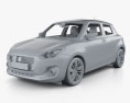 Suzuki Swift with HQ interior 2020 3d model clay render