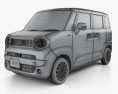 Suzuki Wagon R Smile 하이브리드 2024 3D 모델  wire render