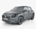 Suzuki Swift Hybrid 2023 3d model wire render