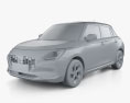 Suzuki Swift Hybrid 2023 3D-Modell clay render