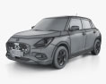Suzuki Swift Hybrid JP-spec 2024 3D模型 wire render
