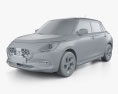 Suzuki Swift Hybrid JP-spec 2024 3D-Modell clay render