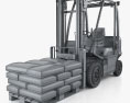 TCM Forklift with Pallet Of Cement Bags 3d model wire render