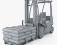 TCM Forklift with Pallet Of Cement Bags 3d model clay render