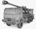 Brutus 155mm self-propelled Howitzer 3D-Modell wire render