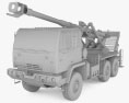 Brutus 155mm self-propelled Howitzer 3D 모델  clay render