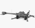 M777榴彈砲 3D模型 wire render