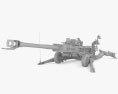 M777 howitzer 3d model clay render