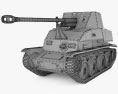 Marder III Винищувач танків 3D модель wire render