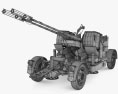 Oerlikon GDF 35 mm Twin Cannon 3d model wire render