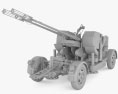 Oerlikon GDF 35 mm Twin Cannon 3D 모델  clay render