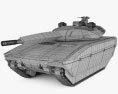 PL-01坦克 3D模型 wire render
