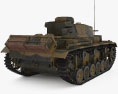 Panzer III Modello 3D vista posteriore