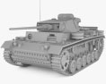 Panzer III 3D модель clay render