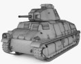 Somua S35 Cavalry Tank 3d model wire render