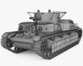 T-28 Medium Tank 3d model wire render