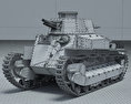 八九式中戦車 3Dモデル wire render