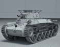 九七式中戦車 3Dモデル wire render