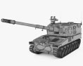 Typ 99 Panzerhaubitze 3D-Modell wire render