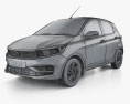 Tata Tiago 2023 3D-Modell wire render