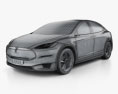 Tesla Model X Прототип 2014 3D модель wire render